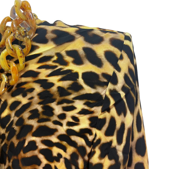 Stella McCartney NWT Chain-Embellished Leopard Print Draped Falabella Dress S - Picture 11 of 16